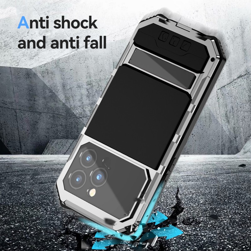 Metal Frame Shockproof Stand Apple Phone Case